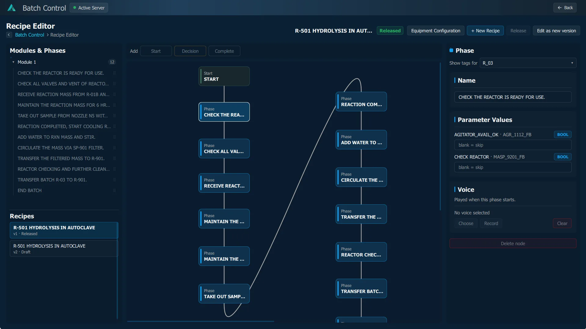 Aletix batch recipe editor
